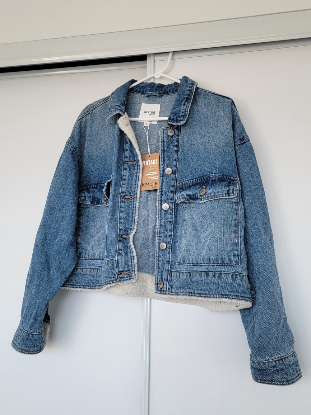 Brand New Kensie Light Blue Sherpa-Lined Denim Jacket